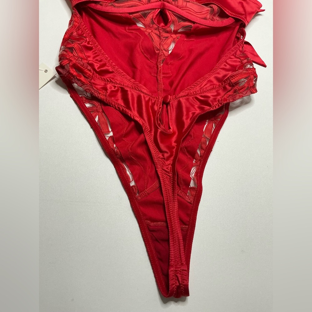 For Love & Lemons Red Lace Hallie Teddy Bodysuit Size XS NWT - Picture 8 of 10